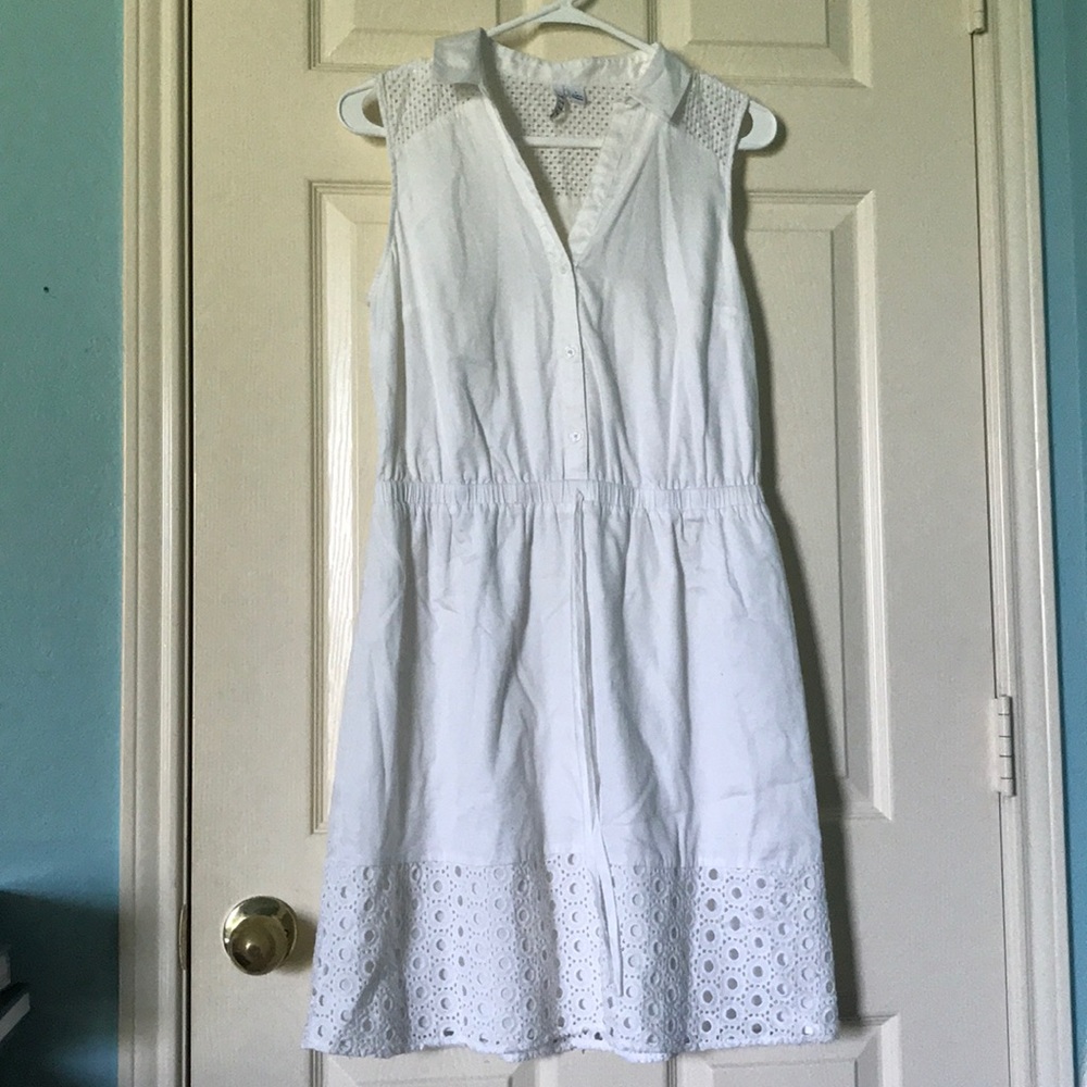 White eyelet hem dress